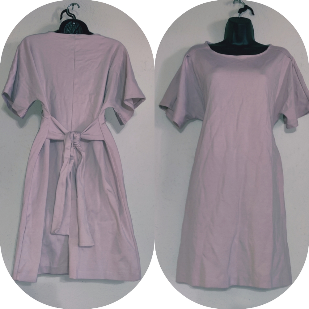 Express Tunic Style Tie Back Light Pink Cream midi